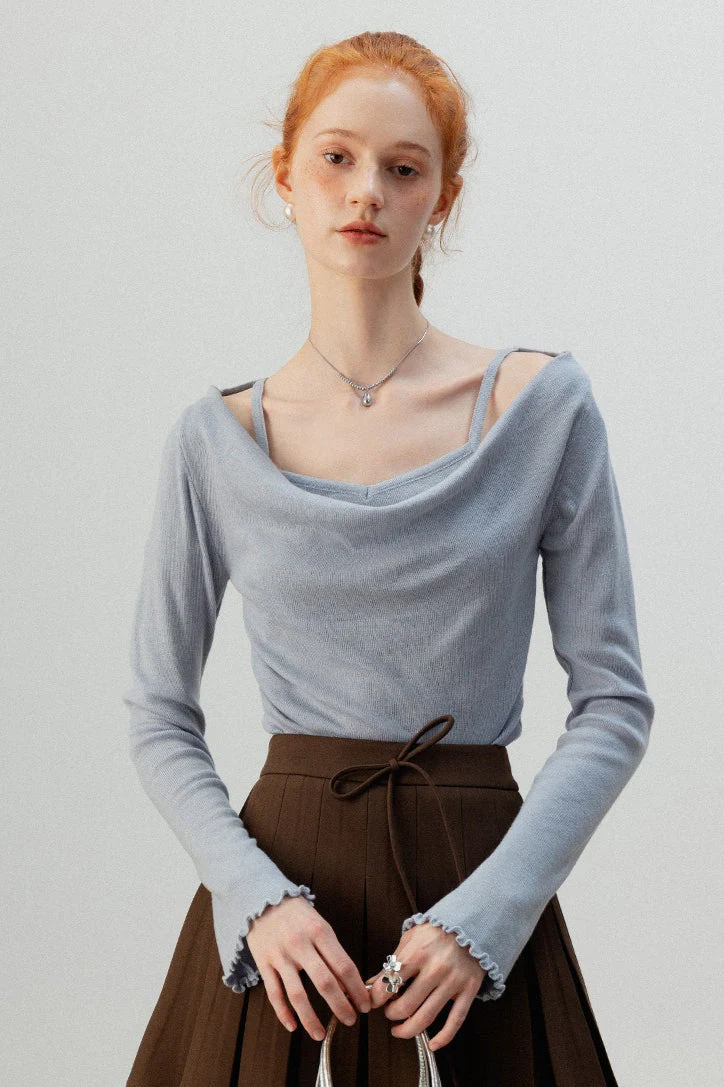 Burgundy Mock Two Piece Knit Top - Image 13