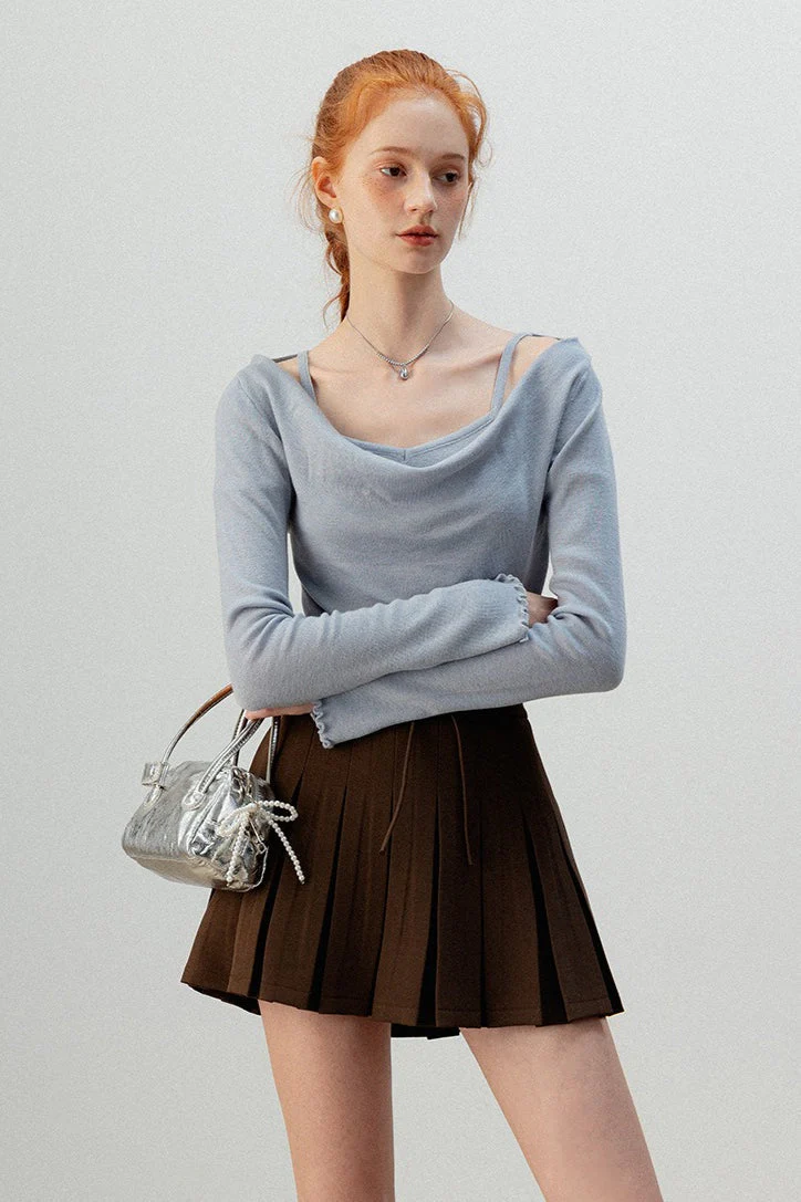 Burgundy Mock Two Piece Knit Top - Image 15