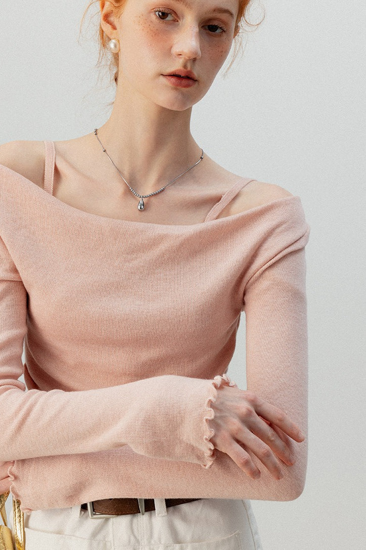 Burgundy Mock Two Piece Knit Top - Image 3