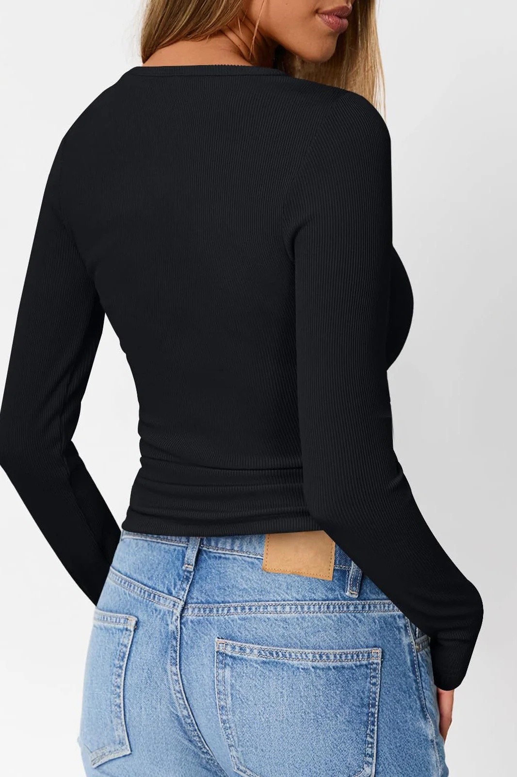 Button-Detail Bodycon Knit Top - Image 2