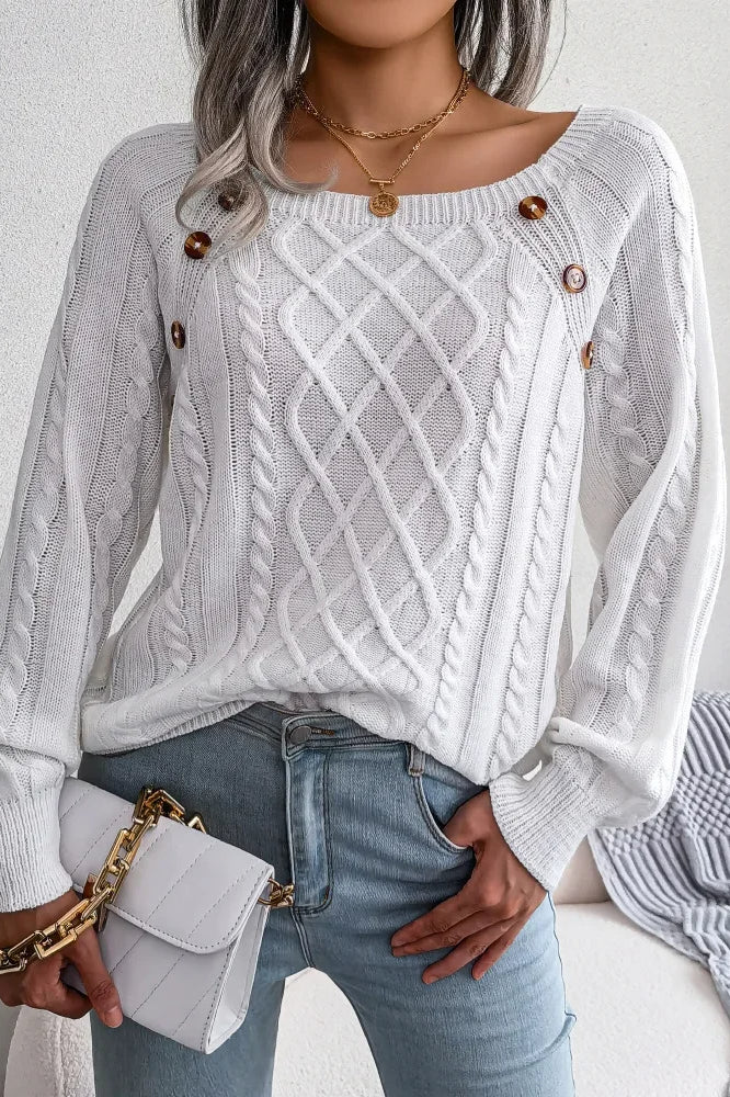 Button Detail Casual Pullover Sweater - Image 10