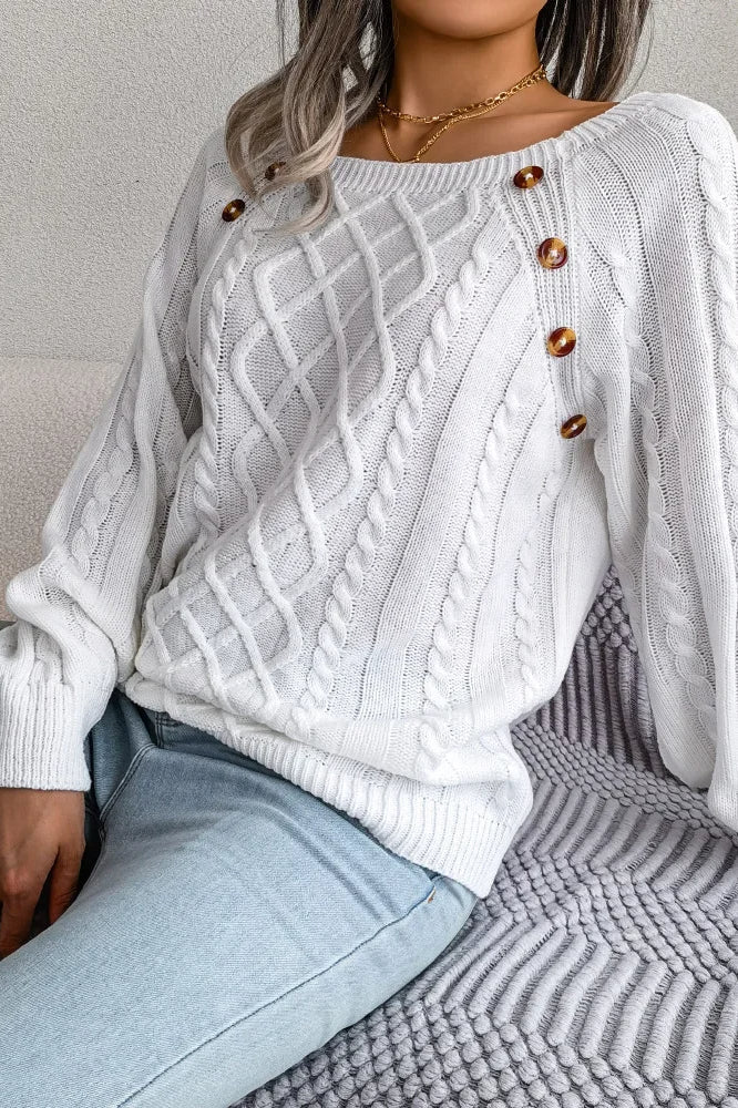 Button Detail Casual Pullover Sweater - Image 7