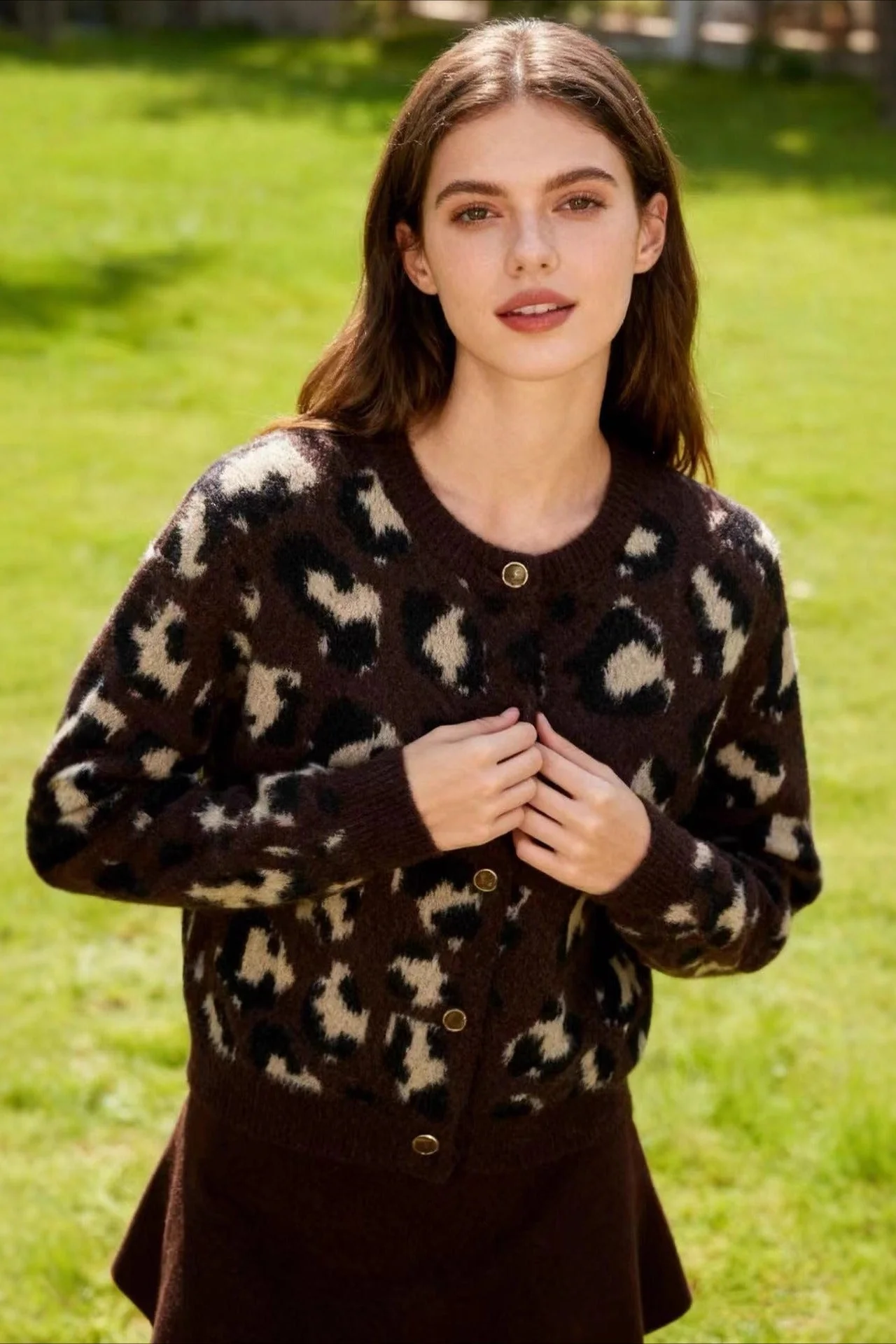 Button Detail Round Neck Knit Top - Image 2