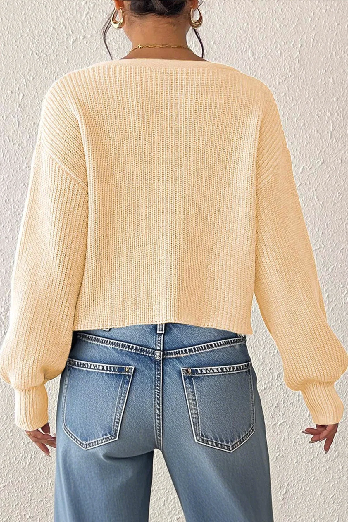 Button Front Crochet Knit Crop Sweater - Image 16