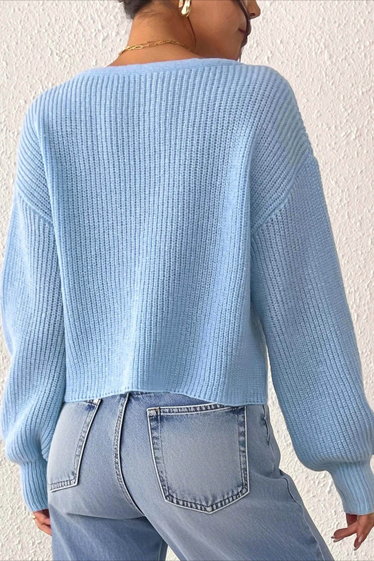Button Front Crochet Knit Crop Sweater - Image 43