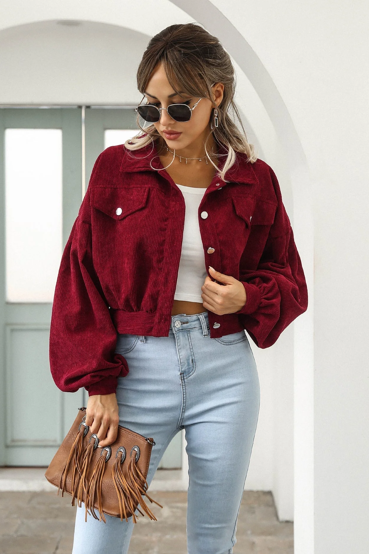 Button Up Corduroy Short Jacket - Image 10