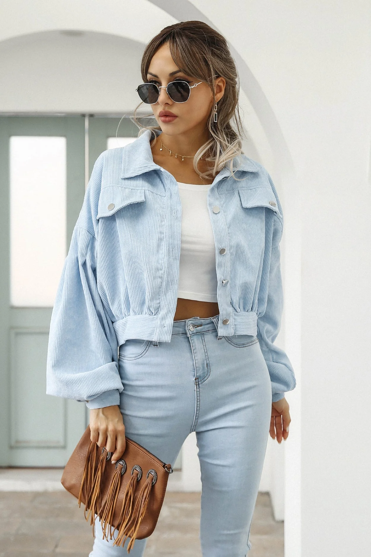 Button Up Corduroy Short Jacket - Image 12