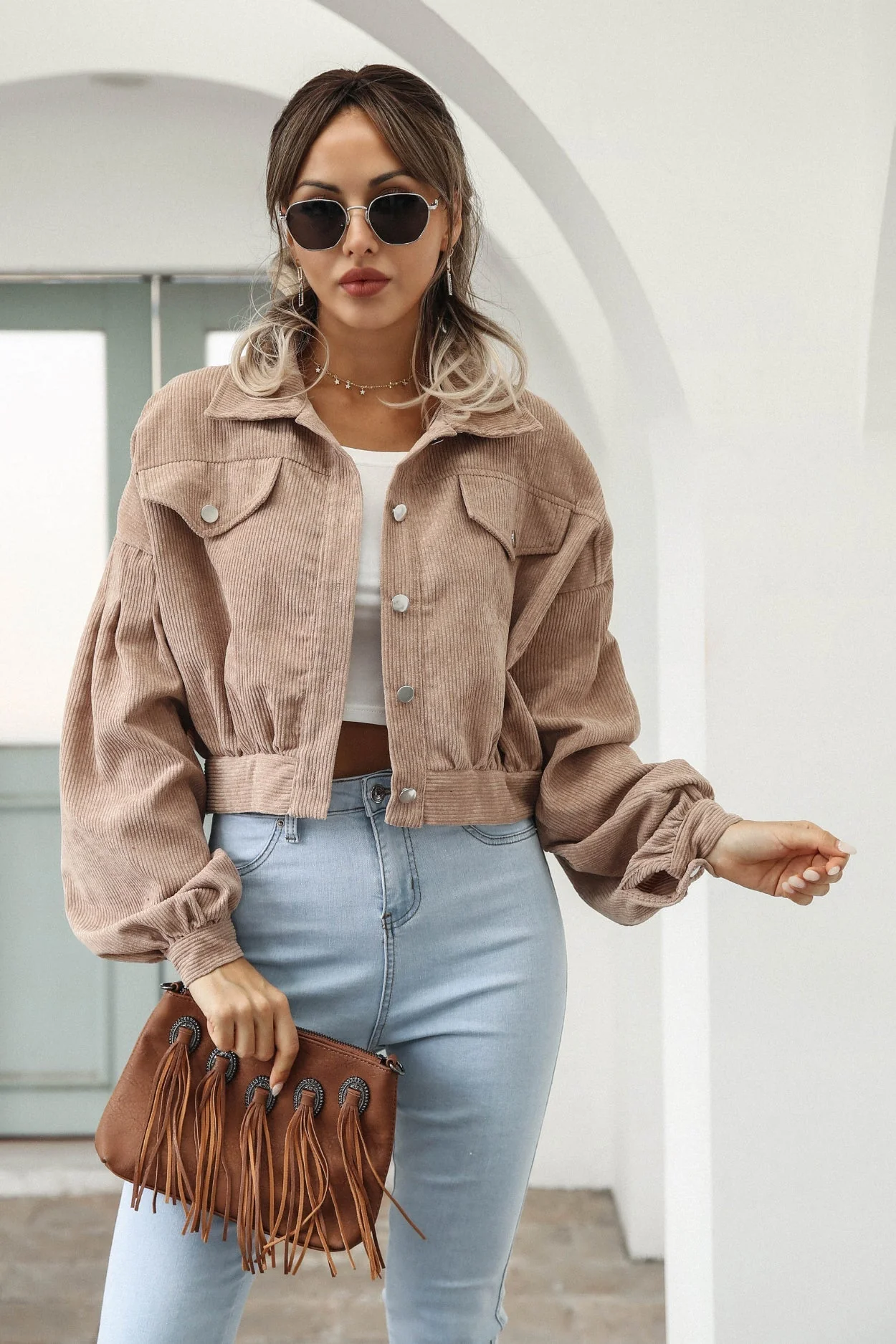 Button Up Corduroy Short Jacket - Image 2