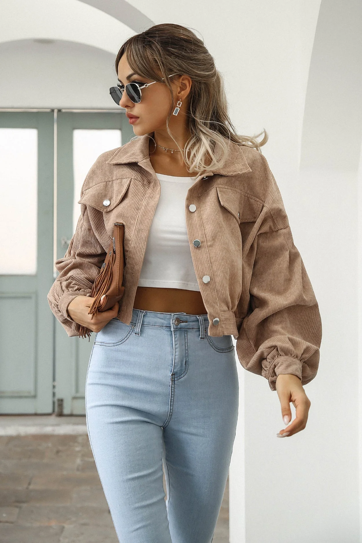 Button Up Corduroy Short Jacket - Image 4