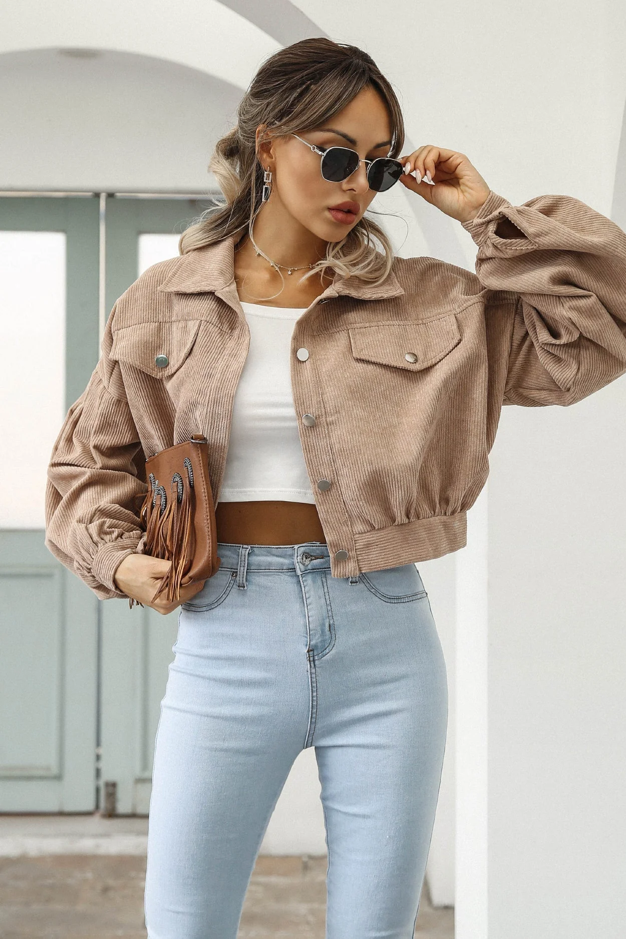 Button Up Corduroy Short Jacket - Image 5