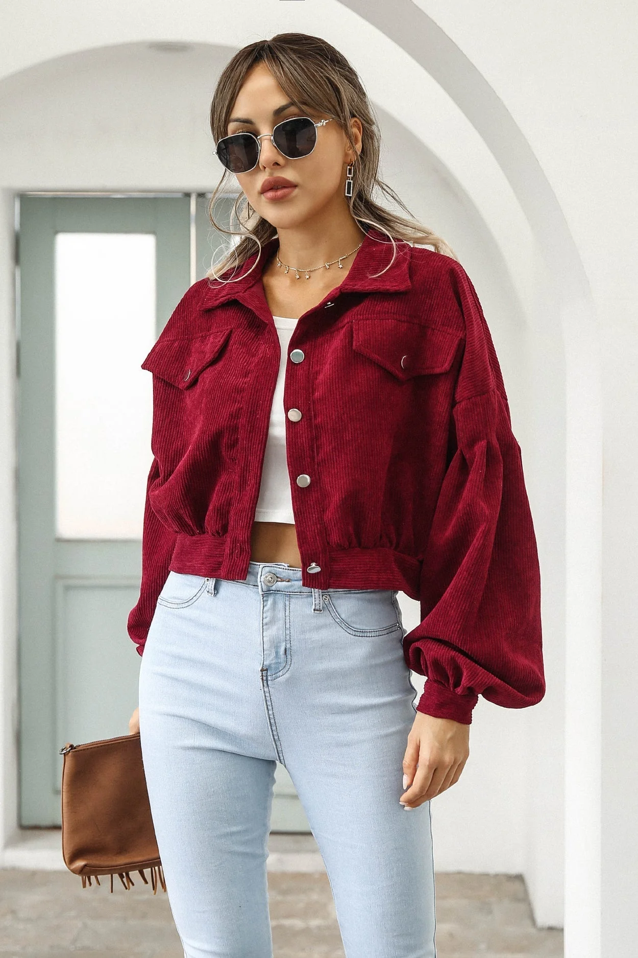 Button Up Corduroy Short Jacket - Image 9