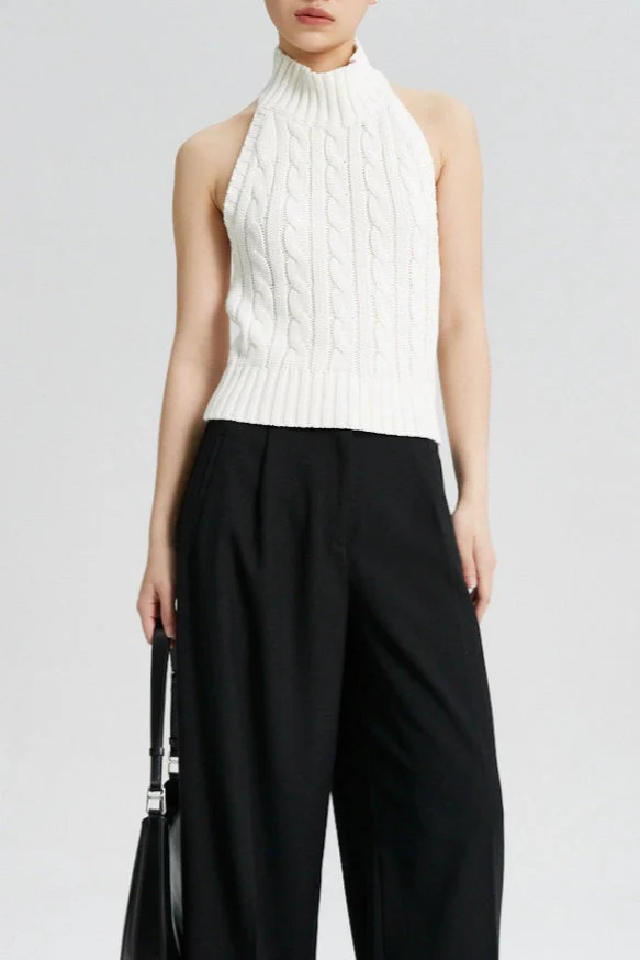 Cable Crochet Halter Knit Top - Image 6