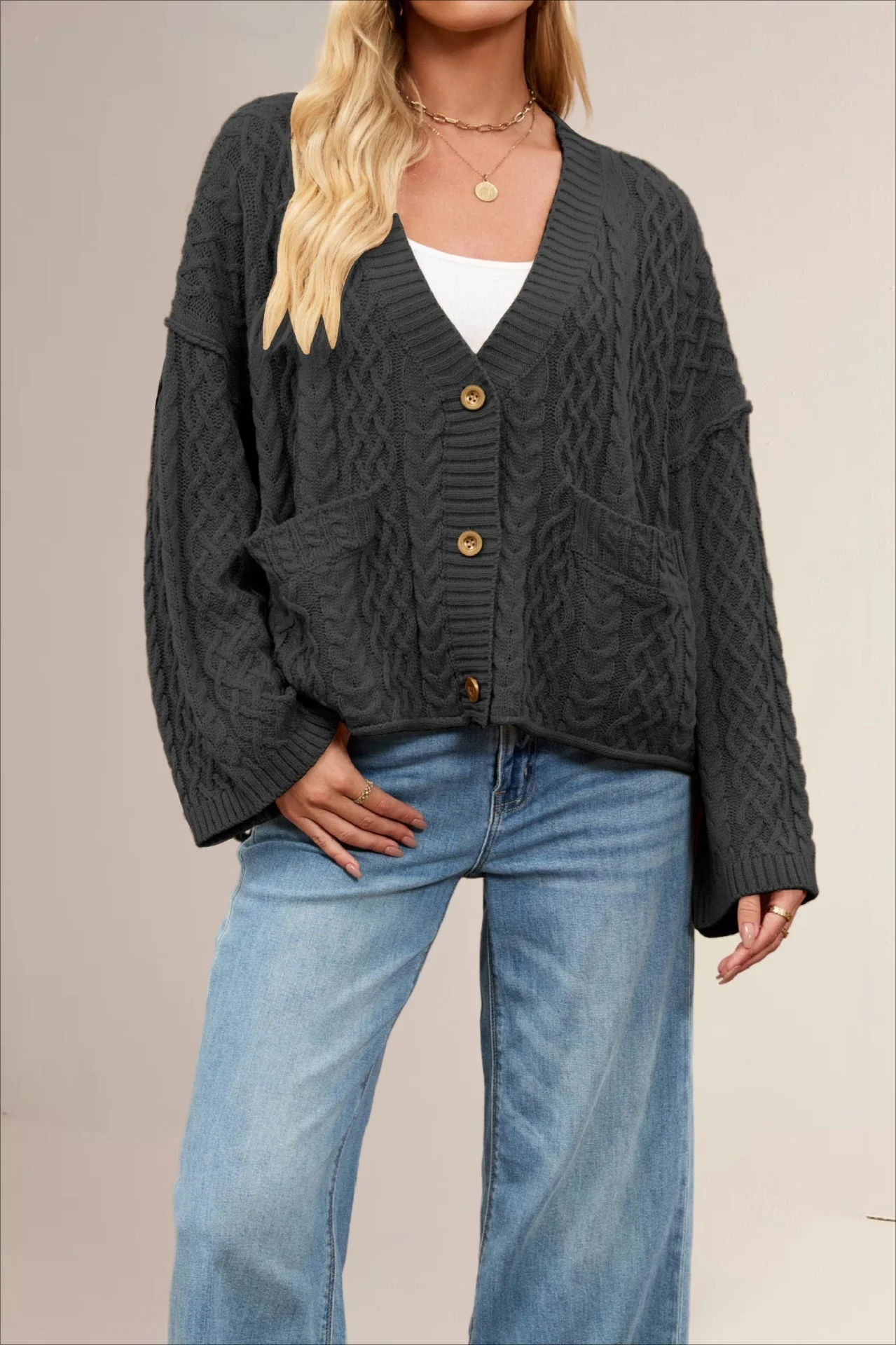 Cable Knit Oversized Cardigan - Image 5