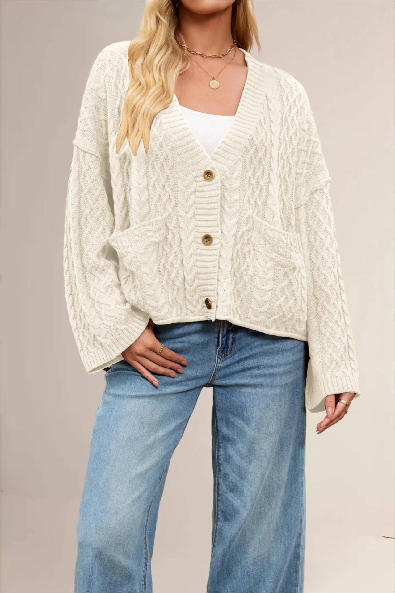Cable Knit Oversized Cardigan - Image 6