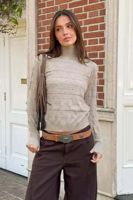 Cable Knit Round Neck Knit Top - Image 5