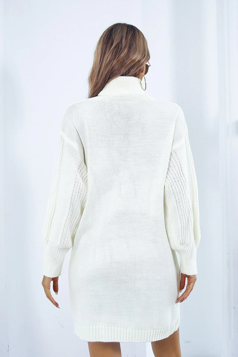Cable Knit Turtleneck Sweater Dress - Image 6