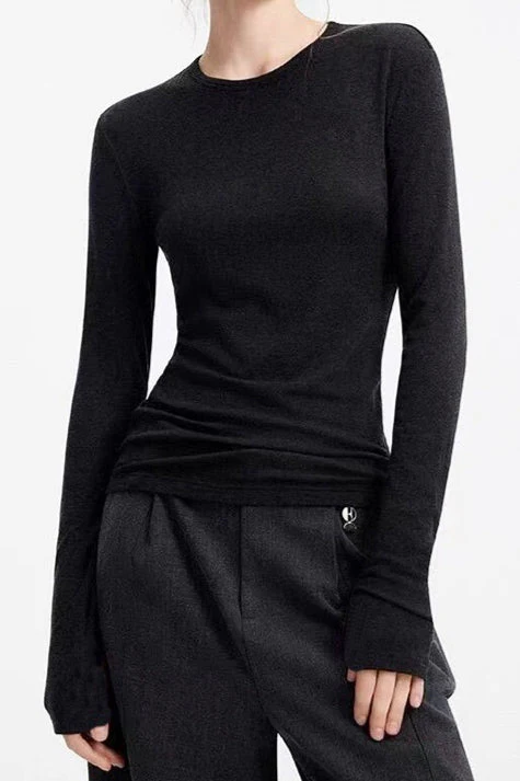 Cashmere Solid Slim Fit Knit Top - Image 5