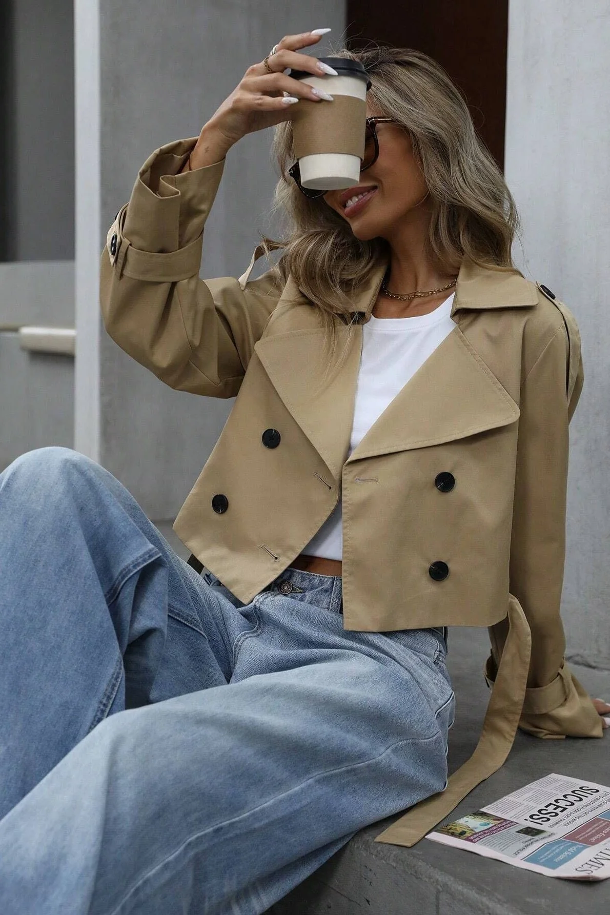 Casual Double Button Short Jacket - Image 8