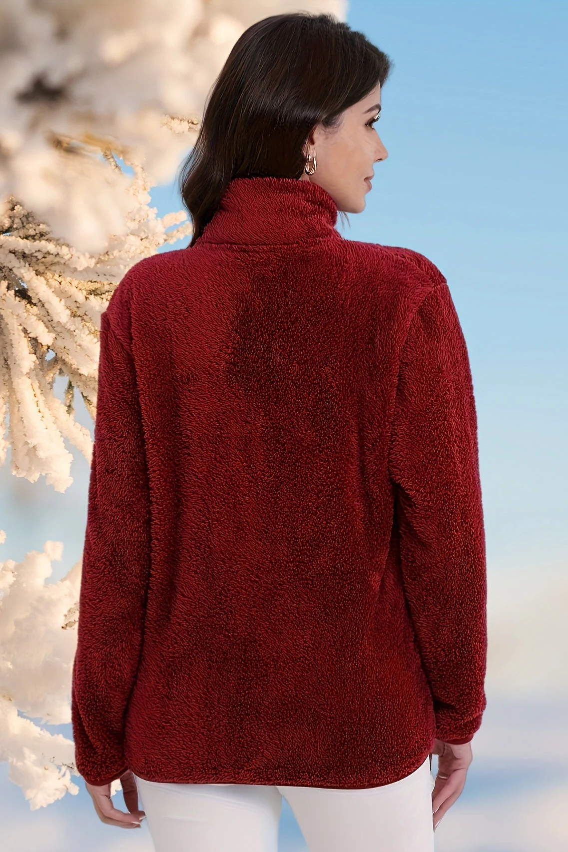 Casual Fuzzy Zipper Jacket - Image 4