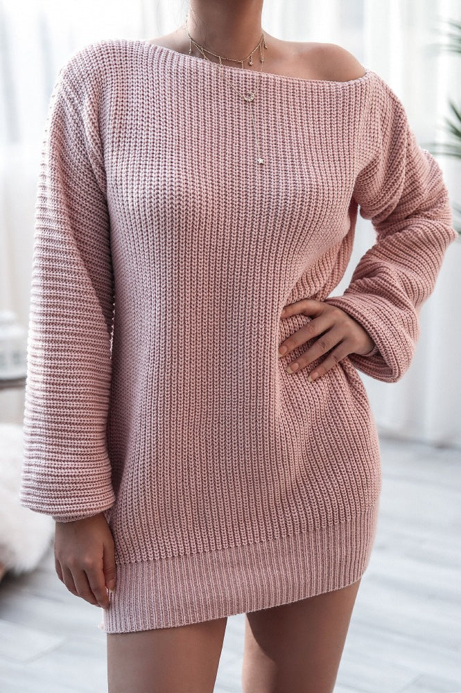 Casual Knit Off Shoulder Sweater Dress - Image 11