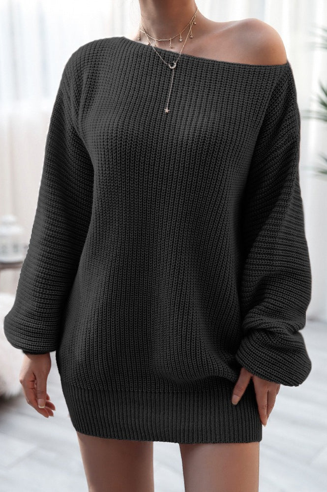 Casual Knit Off Shoulder Sweater Dress - Image 4