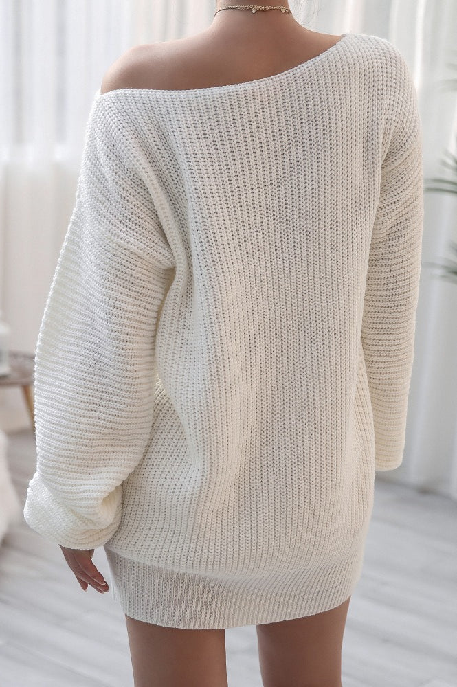 Casual Knit Off Shoulder Sweater Dress - Image 7