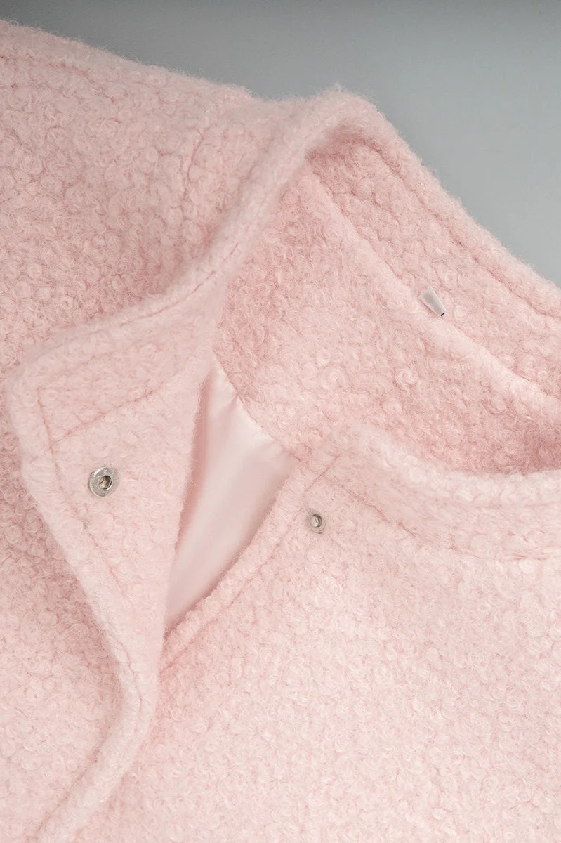 Casual Pink Faux Fur Short Jacket - Image 5
