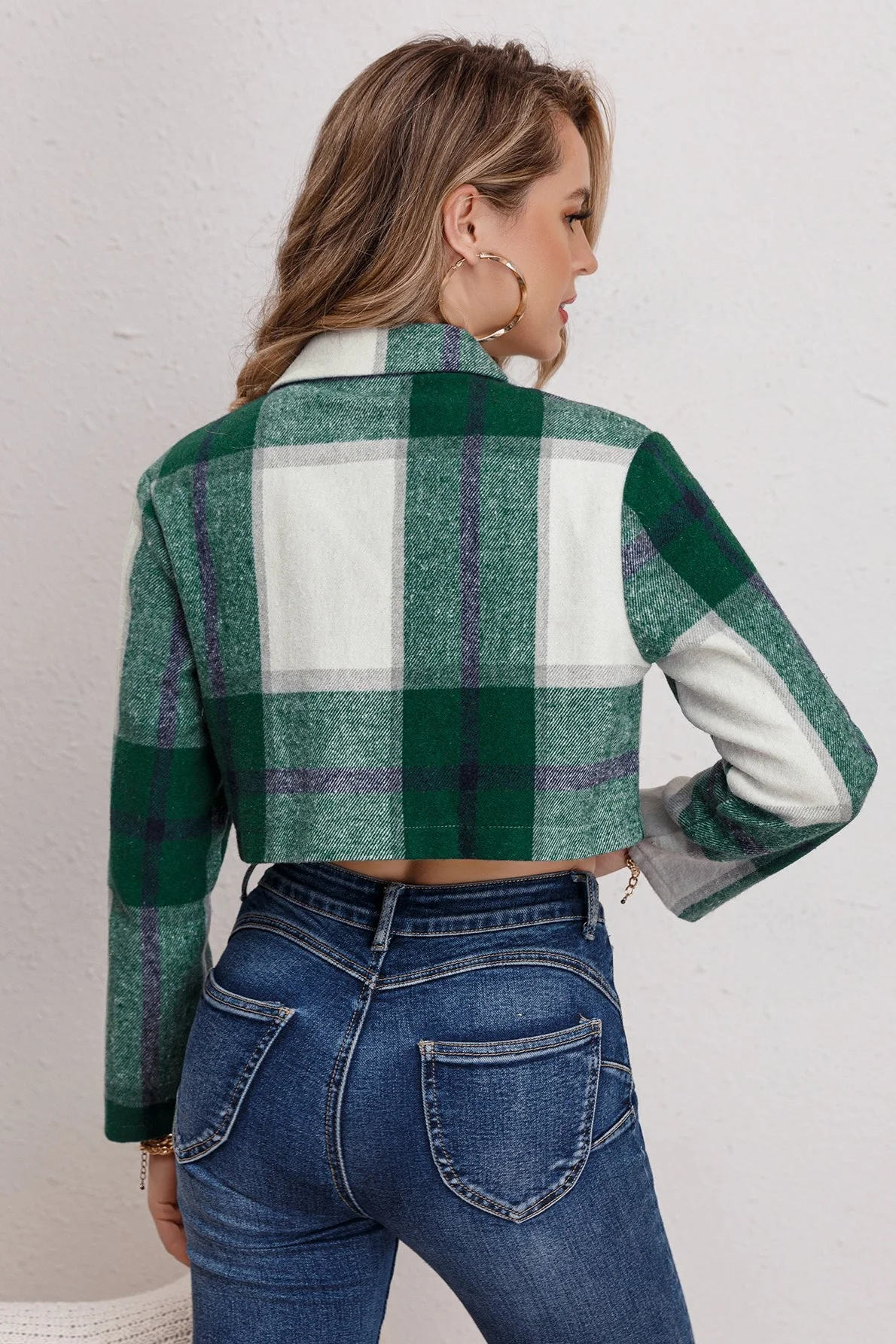 Casual Plaid Long Sleeve Jacket - Image 5