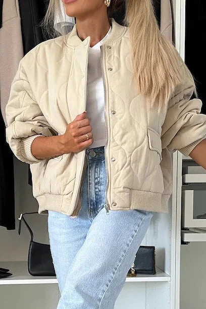 Casual Solid Button Padded Coat - Image 2