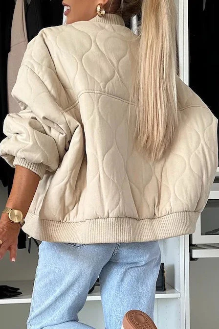 Casual Solid Button Padded Coat - Image 5