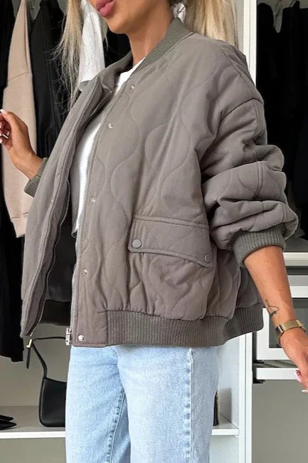 Casual Solid Button Padded Coat - Image 7