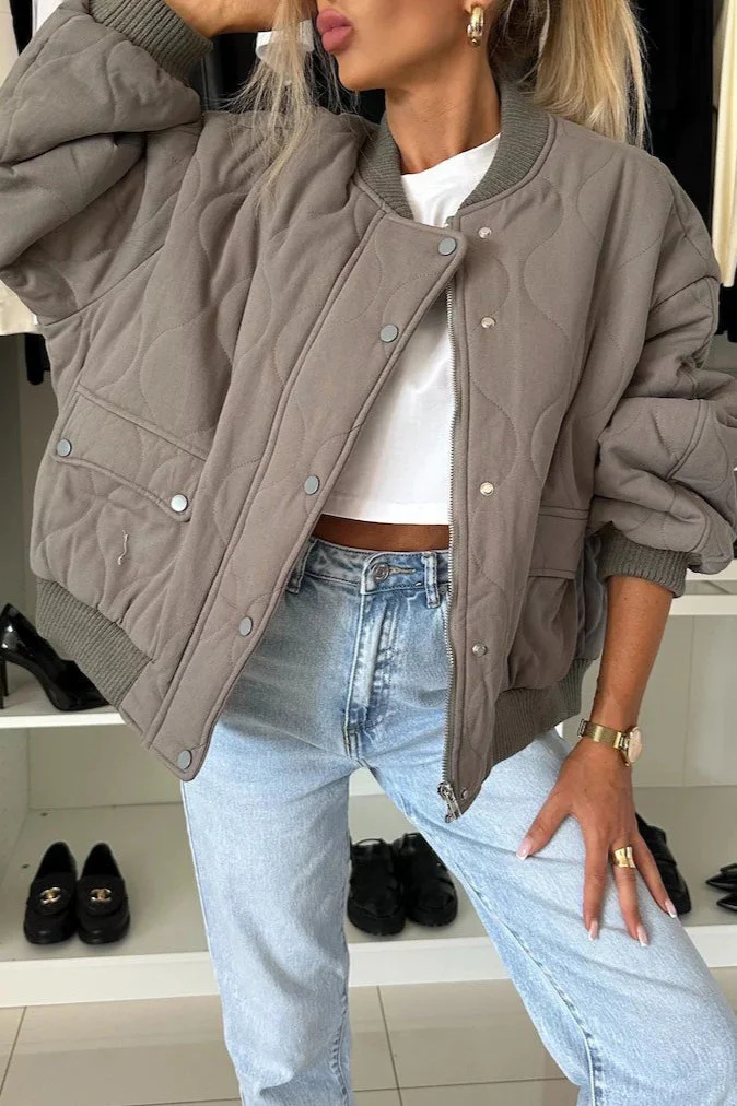 Casual Solid Button Padded Coat - Image 8