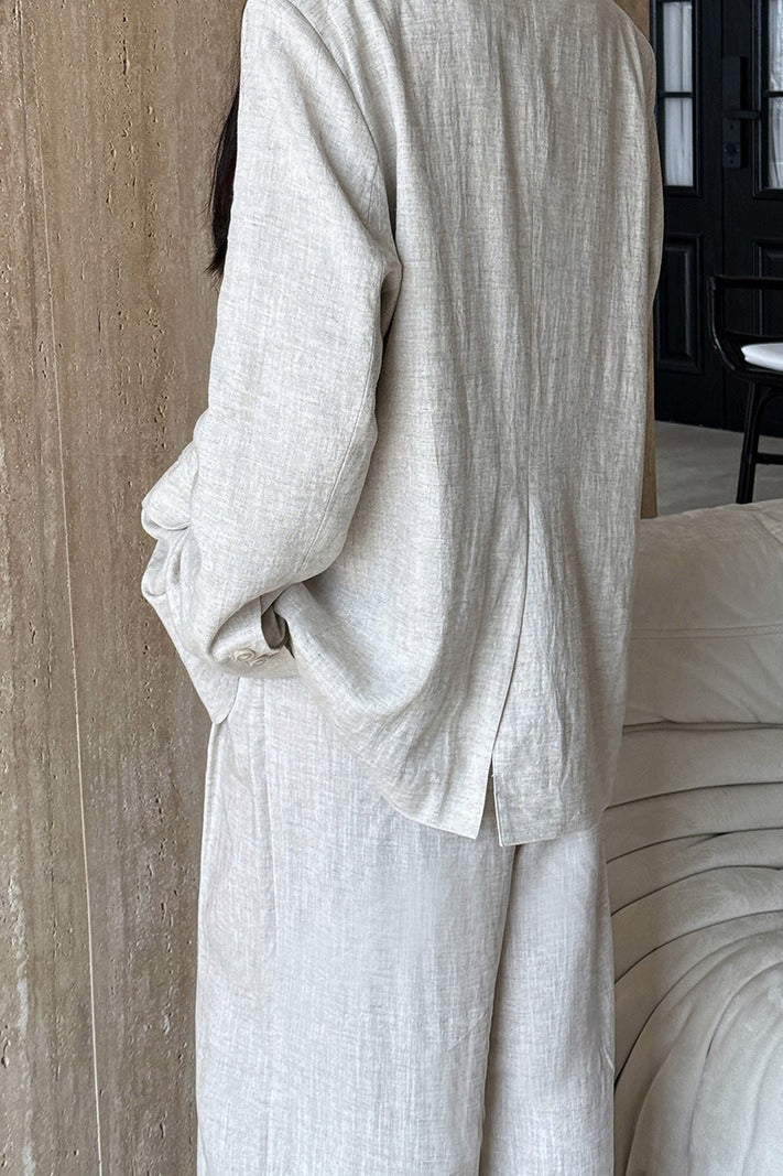 Casual Tencel Linen Suit Blazer - Image 4