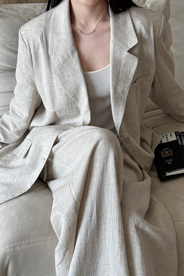 Casual Tencel Linen Suit Blazer - Image 6