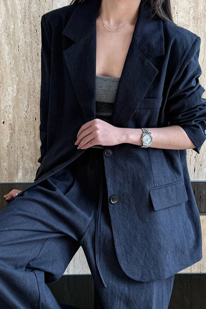 Casual Tencel Linen Suit Blazer - Image 9