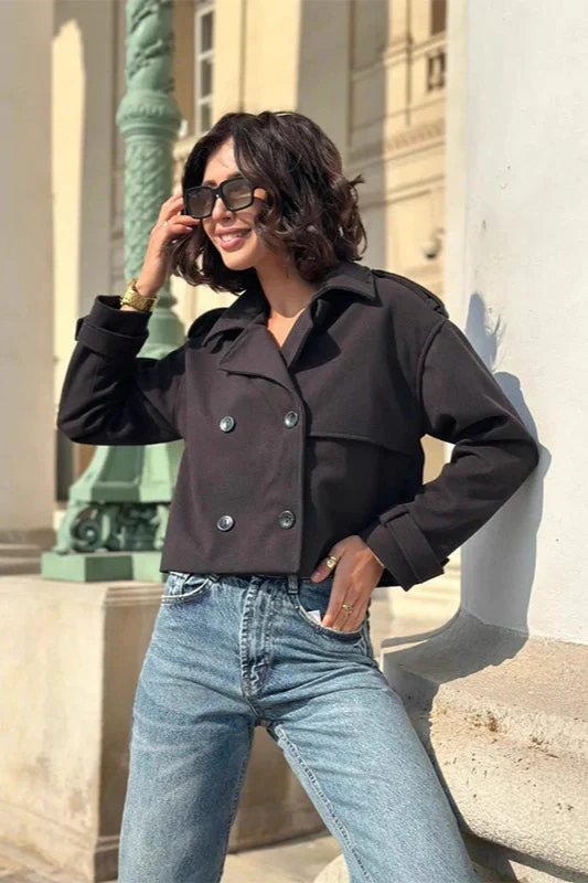 Casual Trench Style Cropped Jacket - Image 2