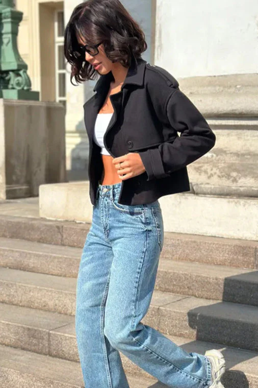 Casual Trench Style Cropped Jacket - Image 4