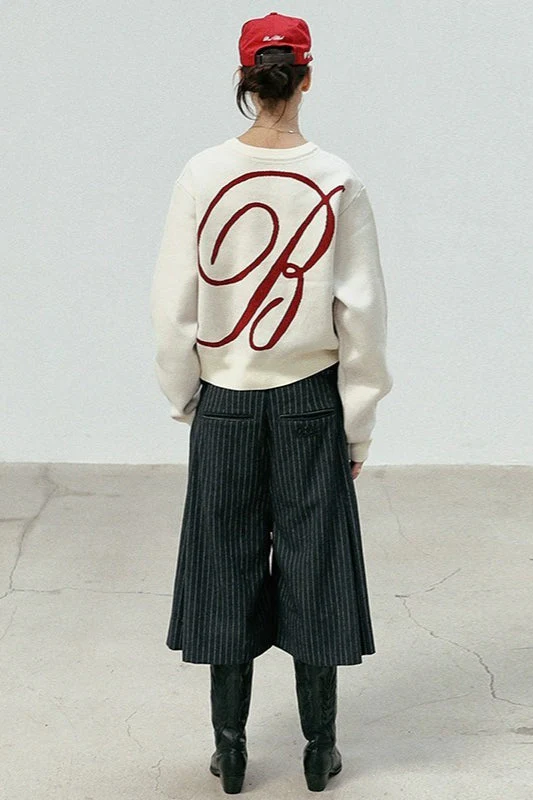 Casual Vintage Crew Neck Sweater - Image 3