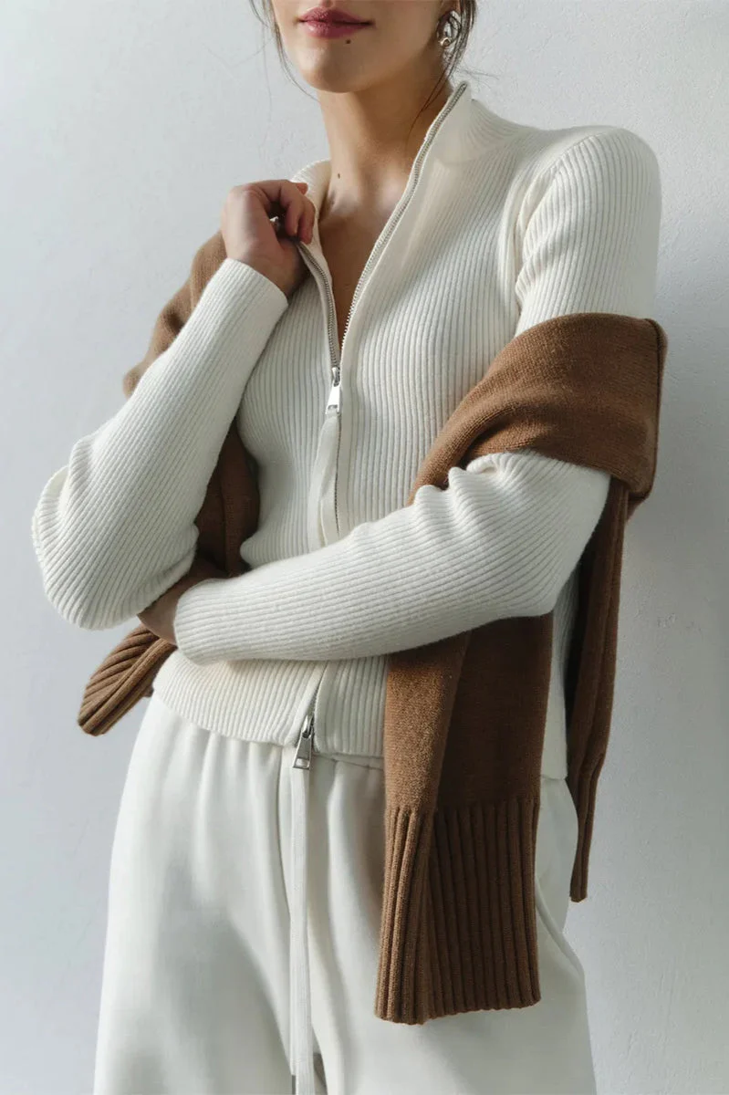 Casual Zip Front Knit Cardigan - Image 22