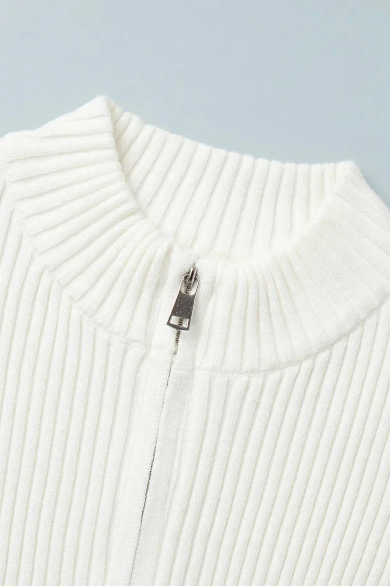 Casual Zip Front Knit Cardigan - Image 30