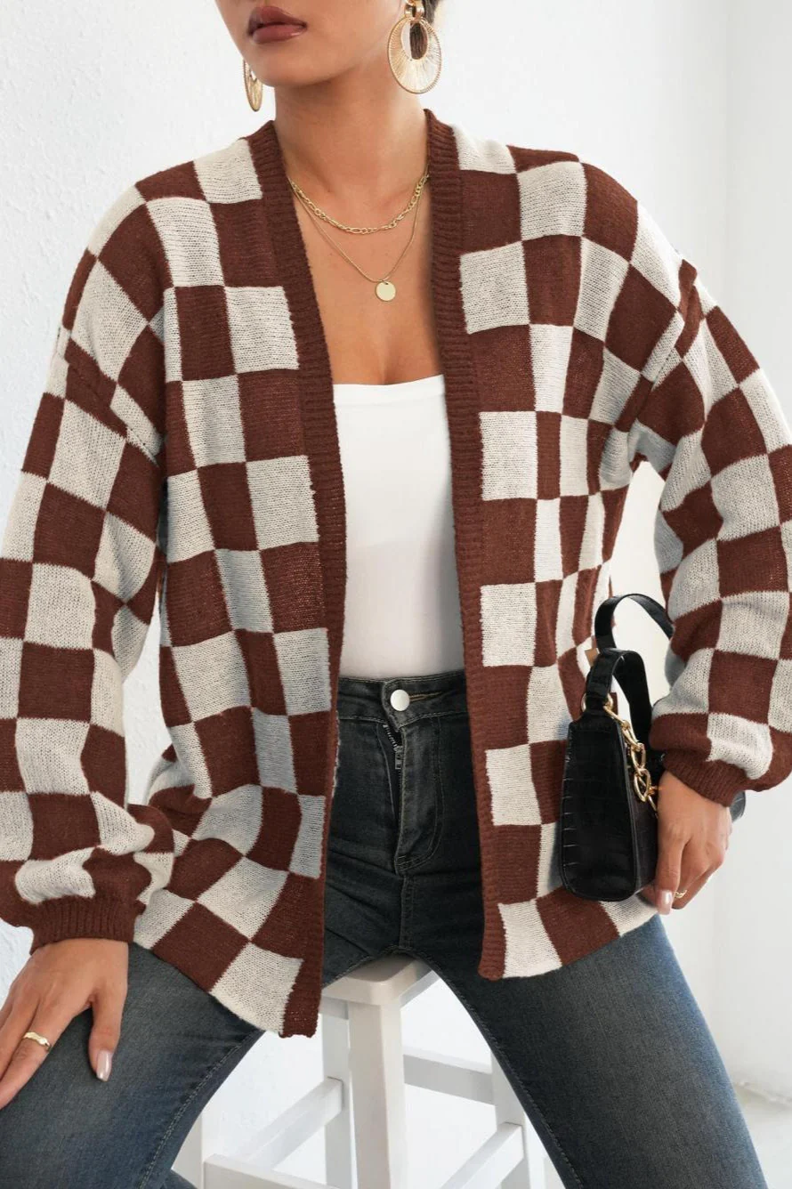 Checkered Knit Cardigan - Image 10