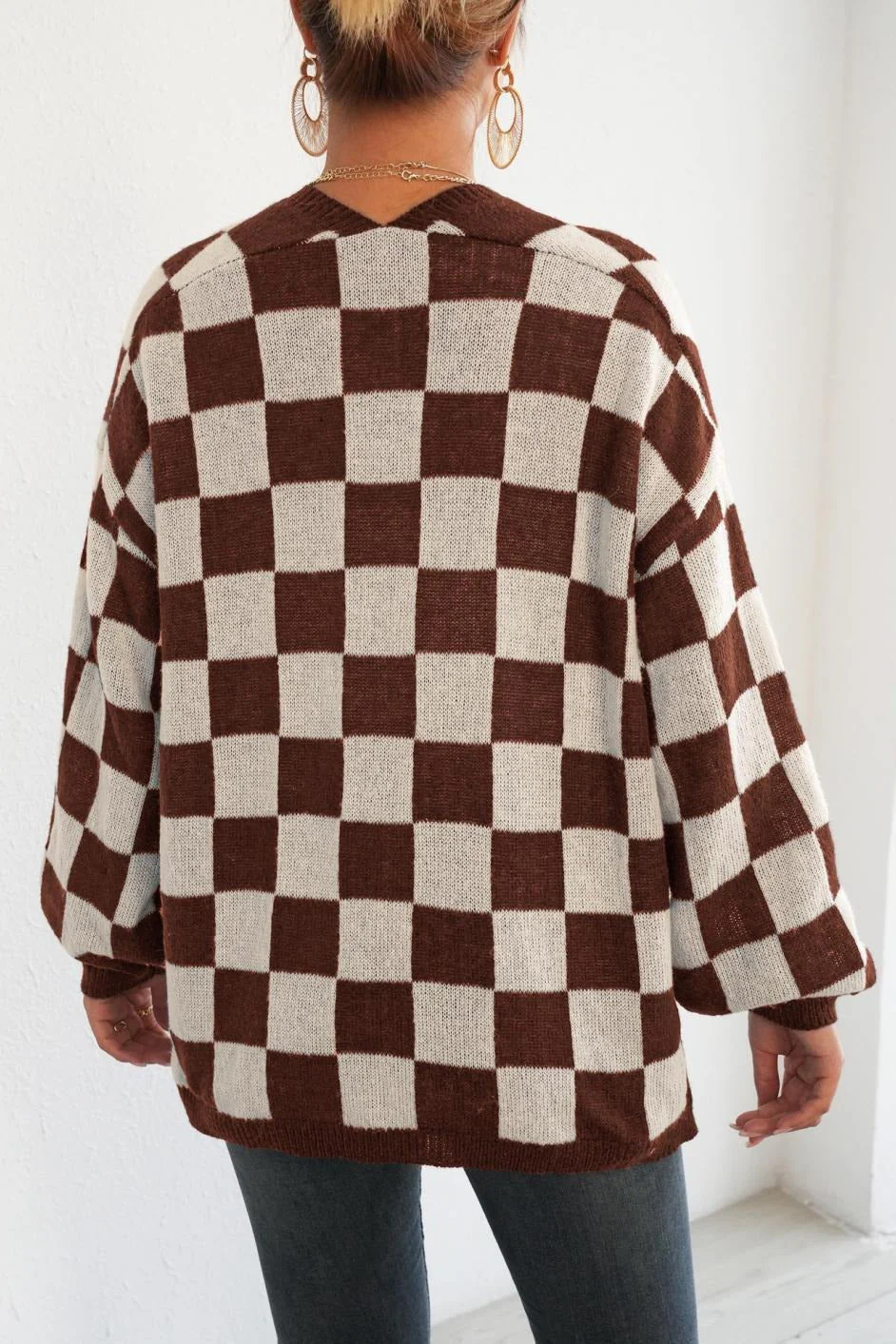 Checkered Knit Cardigan - Image 11