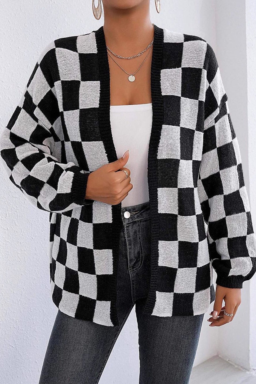 Checkered Knit Cardigan - Image 2