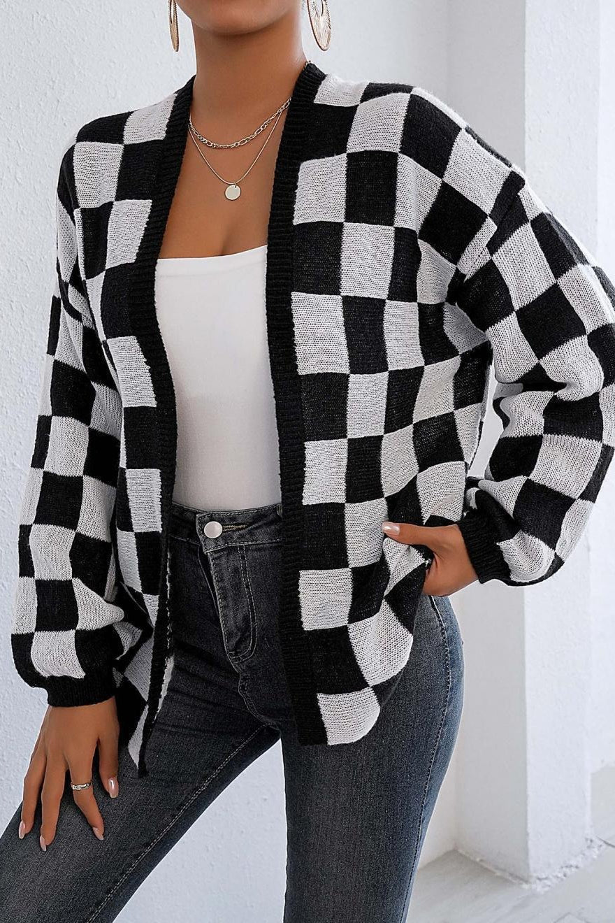 Checkered Knit Cardigan - Image 4
