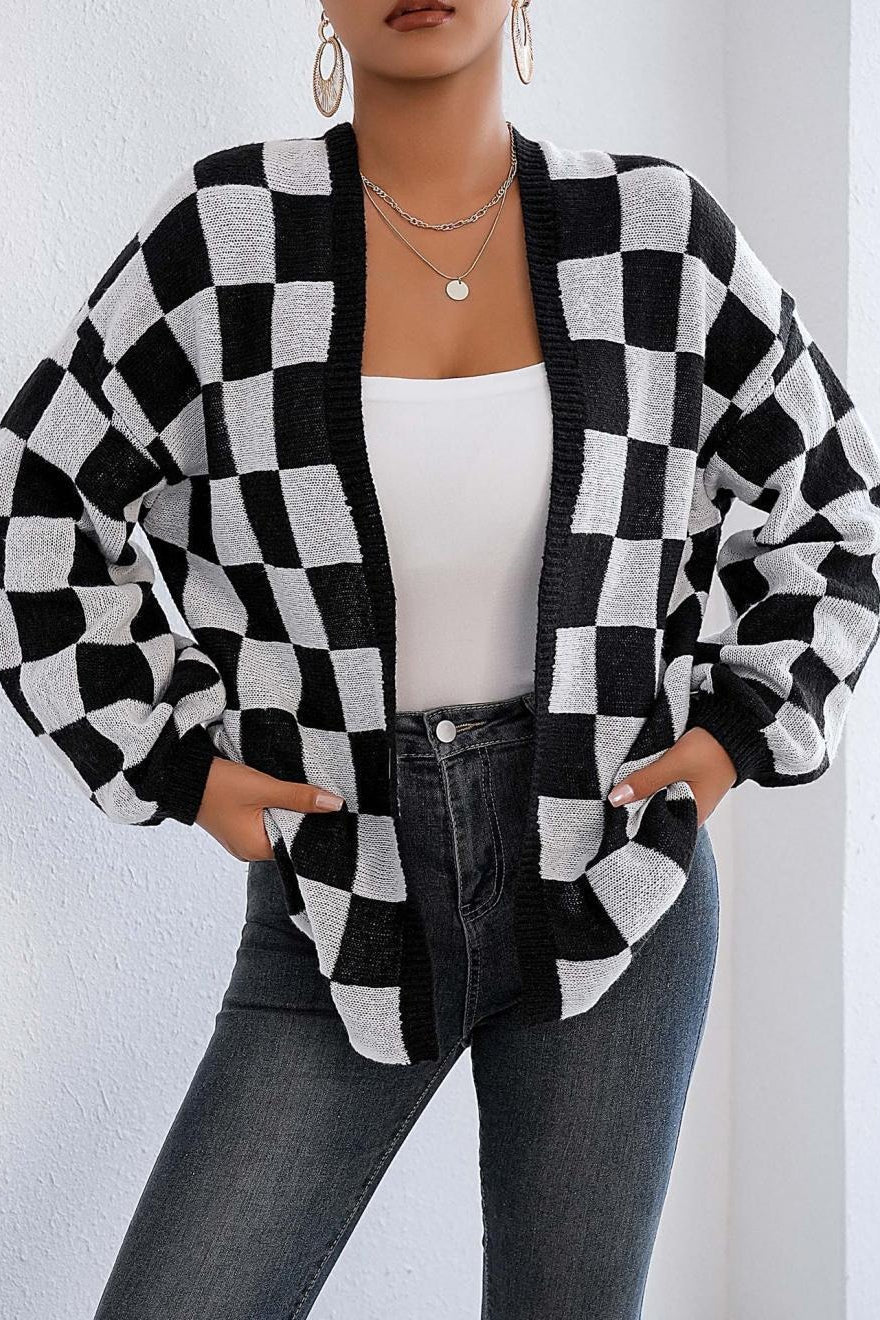 Checkered Knit Cardigan - Image 5