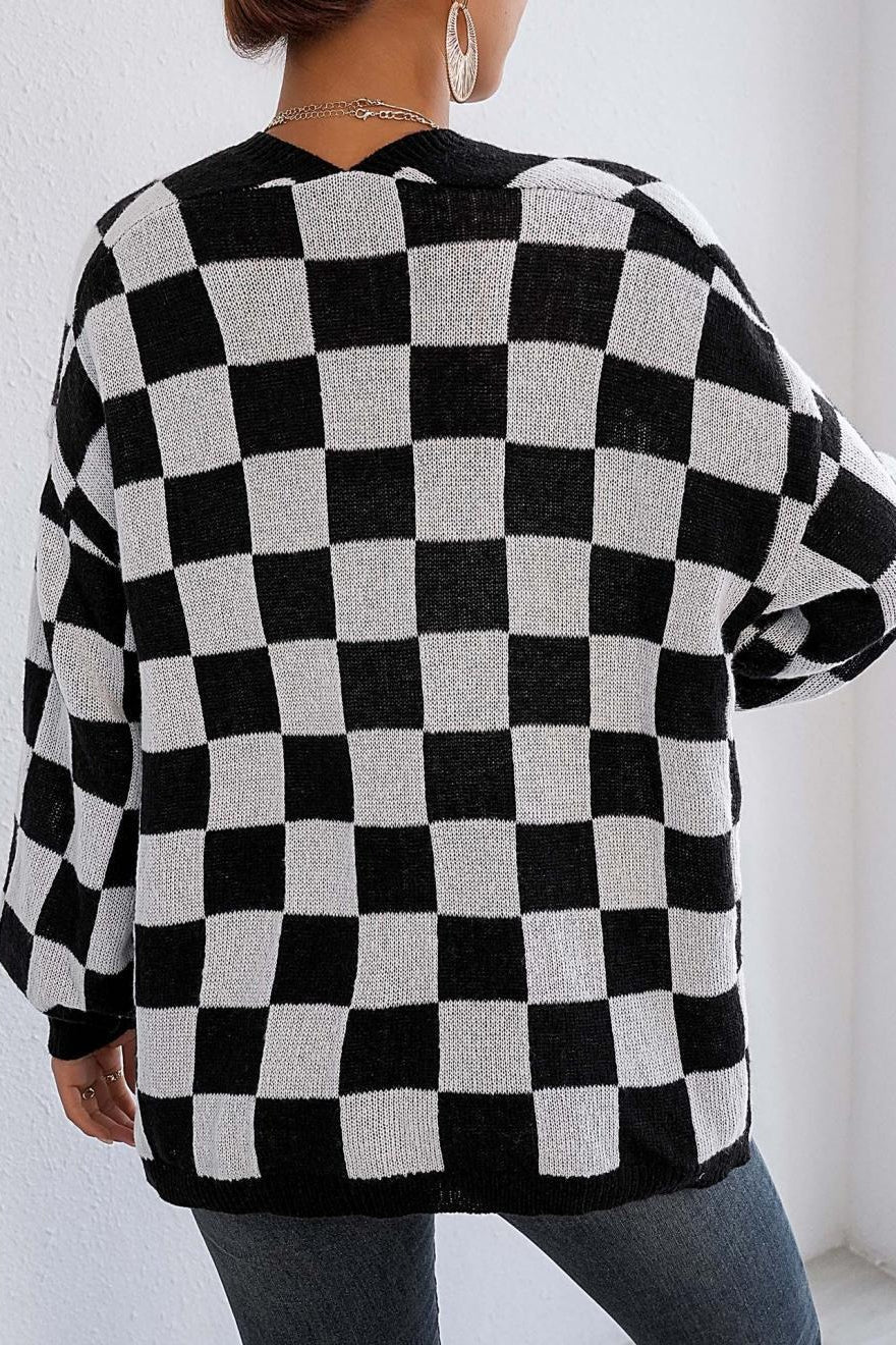 Checkered Knit Cardigan - Image 6