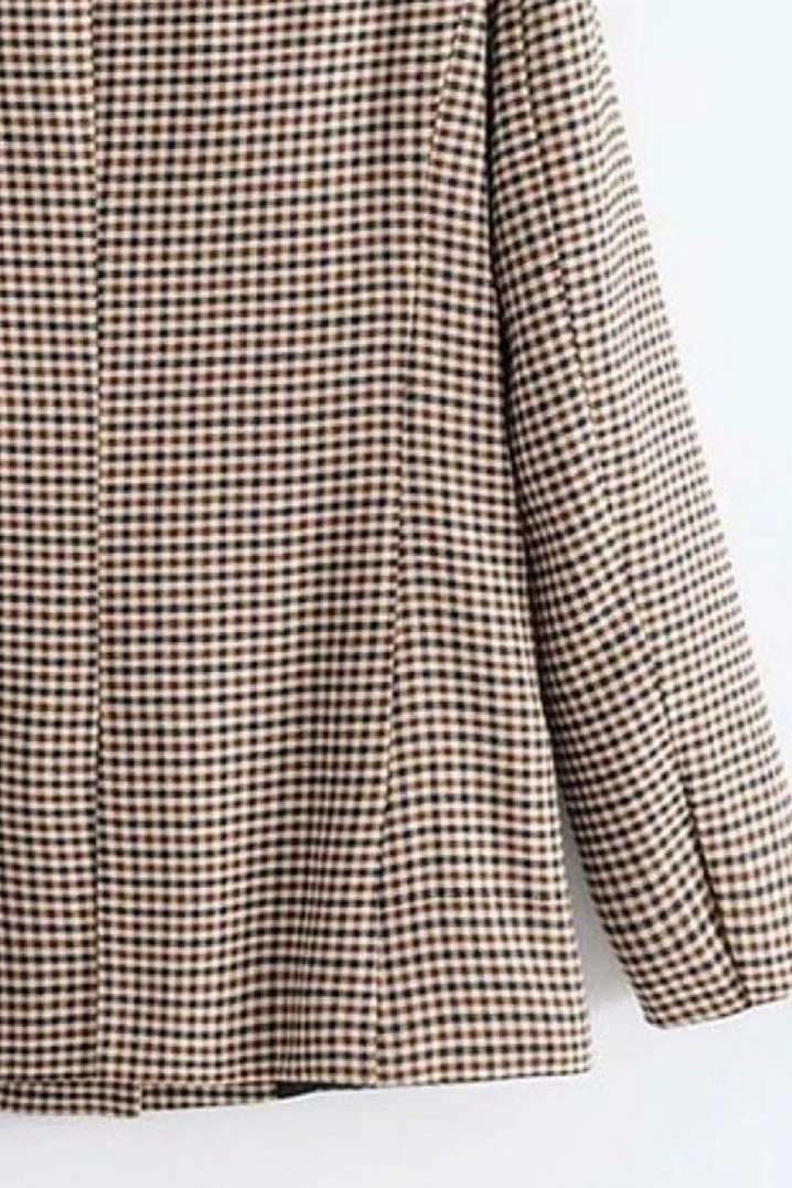 Checkered Office Long Sleeve Blazer - Image 5
