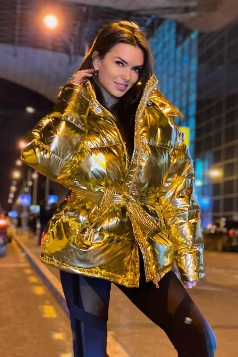 Chic Hooded Belted Quilted Puffer Jacket - Image 7