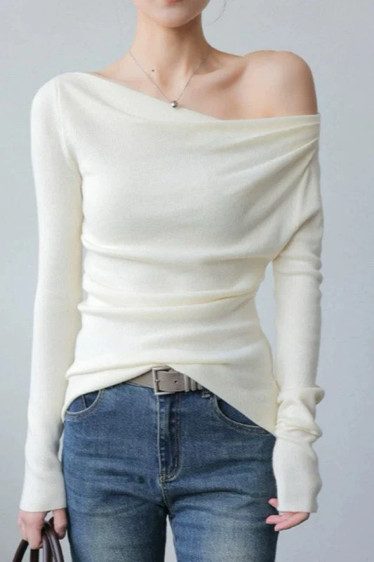 Chic Off Shoulder Fitted Knit Top - Image 4