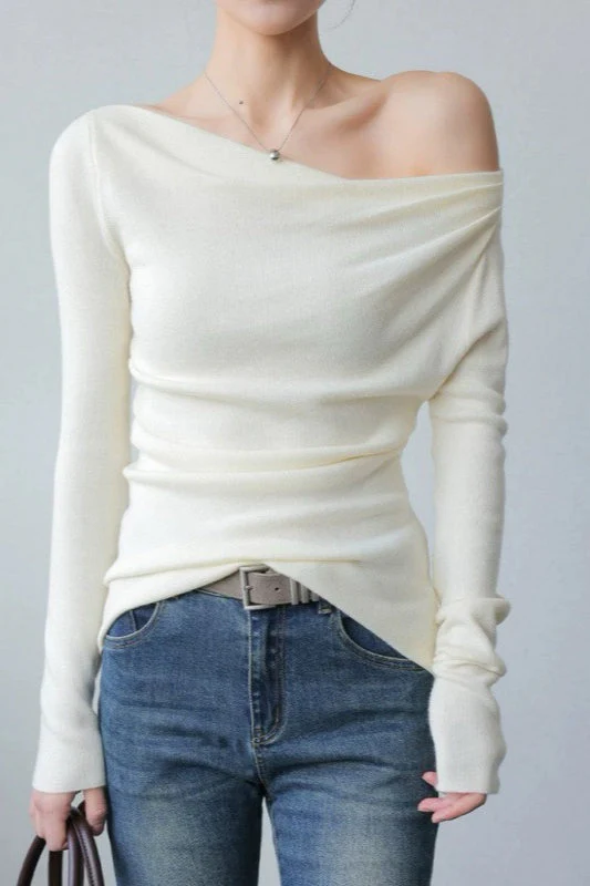 Chic Off Shoulder Fitted Knit Top - Image 6